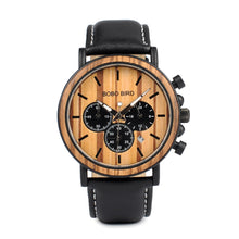 Load image into Gallery viewer, BOBO BIRD Wooden Men Watches Relogio Masculino Top Brand Luxury Stylish Chronograph Military Watch Great Gift for Man OEM