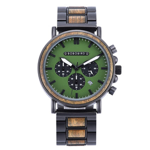 BOBO BIRD Wooden Men Watches Relogio Masculino Top Brand Luxury Stylish Chronograph Military Watch Great Gift for Man OEM