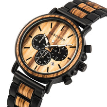 Load image into Gallery viewer, BOBO BIRD Wooden Men Watches Relogio Masculino Top Brand Luxury Stylish Chronograph Military Watch Great Gift for Man OEM