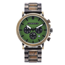 Load image into Gallery viewer, BOBO BIRD Wooden Men Watches Relogio Masculino Top Brand Luxury Stylish Chronograph Military Watch Great Gift for Man OEM