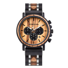 Load image into Gallery viewer, BOBO BIRD Wooden Men Watches Relogio Masculino Top Brand Luxury Stylish Chronograph Military Watch Great Gift for Man OEM