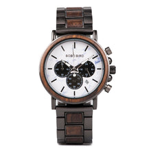 Load image into Gallery viewer, BOBO BIRD Wooden Men Watches Relogio Masculino Top Brand Luxury Stylish Chronograph Military Watch Great Gift for Man OEM